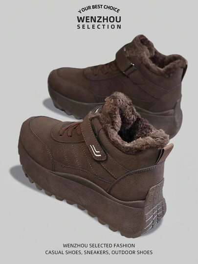 女士加厚雪地靴，女士保暖加厚皮靴，防水防滑运动鞋