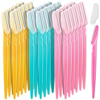 28件套精密眉毛及面部毛发修剪器套装，不锈钢材质，带安全盖，符合人体工学设计，适用于修剪眉毛、耳毛、鼻毛及面部毛发 | 现代美容工具 | 耐用剃刀、眉毛修剪器、眉形塑造工具套装，价格实惠，眉毛剃刀，眉毛修剪，化妆配件，女士剃须刀片，眉毛，情人节礼物，眉形塑造工具，面部剃须，眉毛修剪，美容