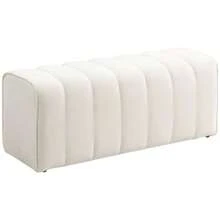 Homcom Modern Bedroom Bench, Upholstered Bench With Wooden Frame, Load Capacity Up To 220 Kg, Footrest - White - View 4