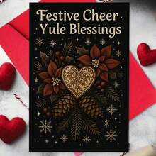 بطاقة تهنئة يول "فرح الأعياد وبركات يول" مع مغلف - تصميم يول الوثني، مثالية لأصدقاء وعائلة الوثنيين، مناسبة لاحتفالات يول، بطاقة تهنئة عيد - متعدد الألوان - مشاهدة 10