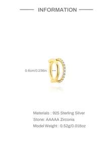 SereneSpark 1PC 925 Sterling Silver Classic Twin Clicker Hoops 6/8/10mm Ear Cuff Earring Pierced Ear Cartilage Clip On Wrap Hoop Filled Tiny Boho Beach Simple Minimalist Delicate Handmade Hypoallergenic Jewelry Gift - Gold - View 12