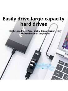 Acer 宏碁 USB 集线器，高速 4 端口 USB 分线器扩展，笔记本电脑/台式电脑/智能手机 1 对 4 多接口扩展适配器 - 黑色 - 查看 6