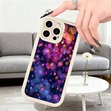 Cubierta de telefono para iPhone con borde negro y diseño de galaxia estrellada en tonos púrpura azul y rosa ideal para uso diario en casa biblioteca o oficinaAplicable a teléfonos Apple y Galaxy. - Blanco - Ver 7