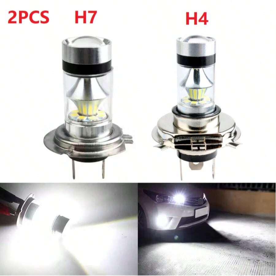 100W H4 H7 超亮 20SMD LED 汽车日间行车雾灯 6000K 汽车驾驶前照灯远光/近光灯泡