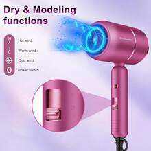 Secador de Pelo Profesional 1800W Plegable-Tecnología de Iones Negativos Sin Frizz, Difusor y Concentrador Incluidos, Secado Rápido para Cabello Rizado/Straight, Compacto y Silencioso, Ideal para Viaje -Profesional de salón - 1 - Ver 5