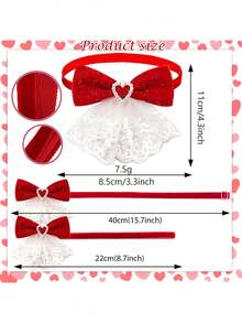 1 buc. accesoriu reglabil pentru animale de companie, similar cu papionul, potrivit pentru nunți și Ziua Îndrăgostiților, design unic cu fundă în formă de inimă, se potrivește câinilor și pisicilor de talie mică