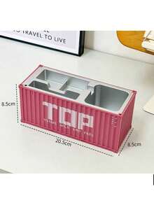 1 Stück kreatives Imitationscontainer Modell Aufbewahrungsbox Deko, geeignet für Stift, Schere, Werkzeug Aufbewahrung auf dem Schreibtisch, Haus, Büro Tischdekoration - Einweihungsgeschenk - Verschiedenfarbig - Übersicht 2