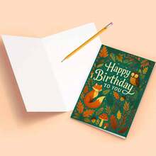 بطاقة تهنئة عيد ميلاد سعيد مع ظرف - تصميم ثعلب وبومة في الغابة، مثالية للمحبين للطبيعة والأصدقاء، مناسبة لاحتفالات عيد الميلاد، بطاقة تهنئة - متعدد الألوان - مشاهدة 10