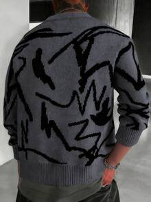 1pc Tween Boy Casual Outdoor Workout Slouchy Street Style Textured Thick Warm Knit Sweater, Autumn/Winter