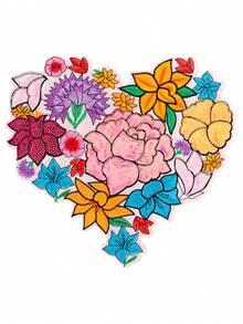 1pc Red Heart Flower Patch, Polyester Textile DIY Embroidered Applique, Suitable For Clothing, Accessories, Shoes, Hats, All Season Valentines Summer, School - Black - View 9