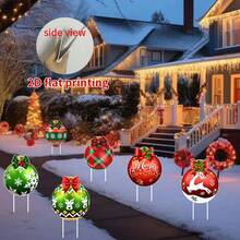 6 Peças Bolas de Natal para Decoração de Quintal Externo, Adequado para Superfícies Planas 2D, Acompanha 12 Estacas de Plástico, Decoração de Natal Externa, Estacas de Bola de Plástico de Natal Festivas para Quintal, Pátio, Gramado - Decorações de Feriados Externos