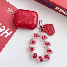1个装 IMD 红色贝壳图案耳机保护套 - 高品质保护套,带红色爱心挂绳,兼容 2/3/4/1/Pro/Pro(第二代)Pro 3,防震,是送给女孩和青少年的理想礼物 - 紅色 - 查看 5