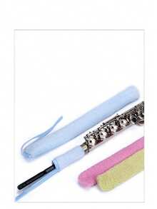 1支长笛清洁棉签，通用型，采用柔软白色超细纤维材质，配有柔韧塑料杆和防刮擦头，多功能吸水棉，适用于单簧管、小号和萨克斯管，[管乐器保养套装和吸湿器] 适用于日常练习、乐团排练、音乐考试和乐器保养。