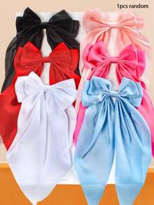 6/1pc/Set Multicolor Large Bow Ribbon Hair Clip Combination, Sweet Fairy-Like Hair Accessory, Versatile Styling Top Clip - Suitable For Women And Girls, Whether Long Hair, Short Hair, Straight Hair, Curly Hair, Half-Up, Full-Up Hairstyles, Can Easily Match, Make Your Hairstyle More Unique - Multicolor - View 16