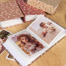 1 pieza Álbum de fotos de tela con estampado floral (Puede contener hasta 100 fotos de 4x6 pulgadas), Álbum de colección de fotos, Álbum de recuerdos familiares y de pareja, Adecuado para jóvenes, Fotos de boda y familiares, Álbum de cumpleaños y crecimiento, Almacenamiento de fotos de Navidad y San Valentín - Multicolor - Ver 4
