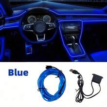 USB Plug-In Ambient Lighting Strip For Car Interiors - Universal Automotive Interior Lighting Strip - Various Neon Cool Light Car Decorations - No Batteries Required - Practical And Beautiful - Blue - View 9