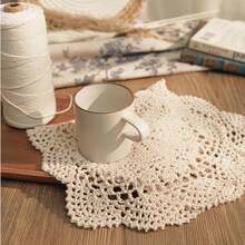 Phantomon Lace Doilies Handmade Crochet Placemats Cotton Doilies Cloth Lace, Pack Of 2, Rectangular Shape Table Runner, 10 X 17 Inch (White),White - 白色的 - 查看 6
