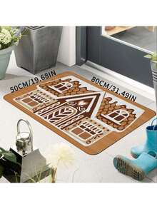 Christmas Gingerbread Man Pattern Kitchen Mat Set, Anti-Fatigue Anti-Slip Flannel Carpet, Suitable For Sink, Bedroom, Living Room, Dining Room, Easy To Clean, Stain Resistant, Made Of Polyester, Machine Washable - Multicolor - View 24