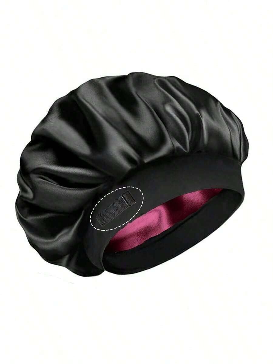 Reversible Satin Bonnet Cap, Adjustable Women Sleep Cap, Double-Sided Hair Care Cap - A - View 1