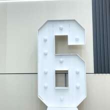 1Pc 3FT/91.5CM/36Inch Light Up Digital Marquee Frame White Lights KT Board Number 0-9 Plug-In KT Board With Bracket Party Decorative Light Birthday Party Anniversary Decoration-Warm Light - White - View 19