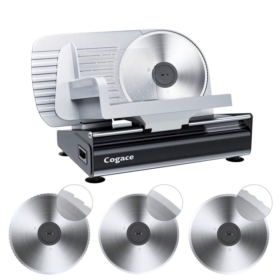 Cogace Powerful Meat Slicer Machine, 200W Electric Food Slicer With 3 Types Of 7.5" Stainless Steel Blades, Adjustable Thickness 0–15mm, For Meat, Cheese, Bread, Vegetables, Home Use - Xem 1