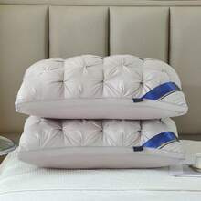 Queen Pillow Set Of 2 , Soft Support Queen Pillow Set Of 2 , Hotel Collection Standard/Queen Bed Pillow Set Of 2 , Down Alternative Bedding For Back, Stomach, Or Side SleepersLuxury Hotel Gel Pillow Room Decor, Easter Gift (White Gray) - Grey - View 3