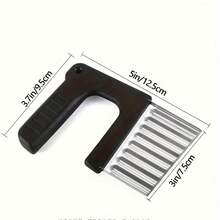 1pc Stainless Steel Manual Wavy Blade Potato Slicer - Ergonomic Handle, Suitable For Making Uniform Curly Fries, Hash Browns And Creative Vegetable Slices - Durable Kitchen Tool Essential For Home Cooks And Professional Chefs | Easy To Use Kitchenware | Long-Lasting Kitchen Supplies - Multicolor - View 4