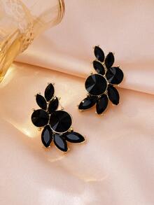 1 Pair Fashionable, Exquisite, Luxurious, Elegant Women's Earrings, Round Faux Gemstone Design, Eye-Catching Party Accessory - Multicolor - View 12