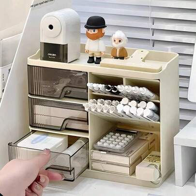 Organizador de Mesa com 3 Gavetas e Suporte para Celular – Eficiência, Estilo e Organização no Trabalho!