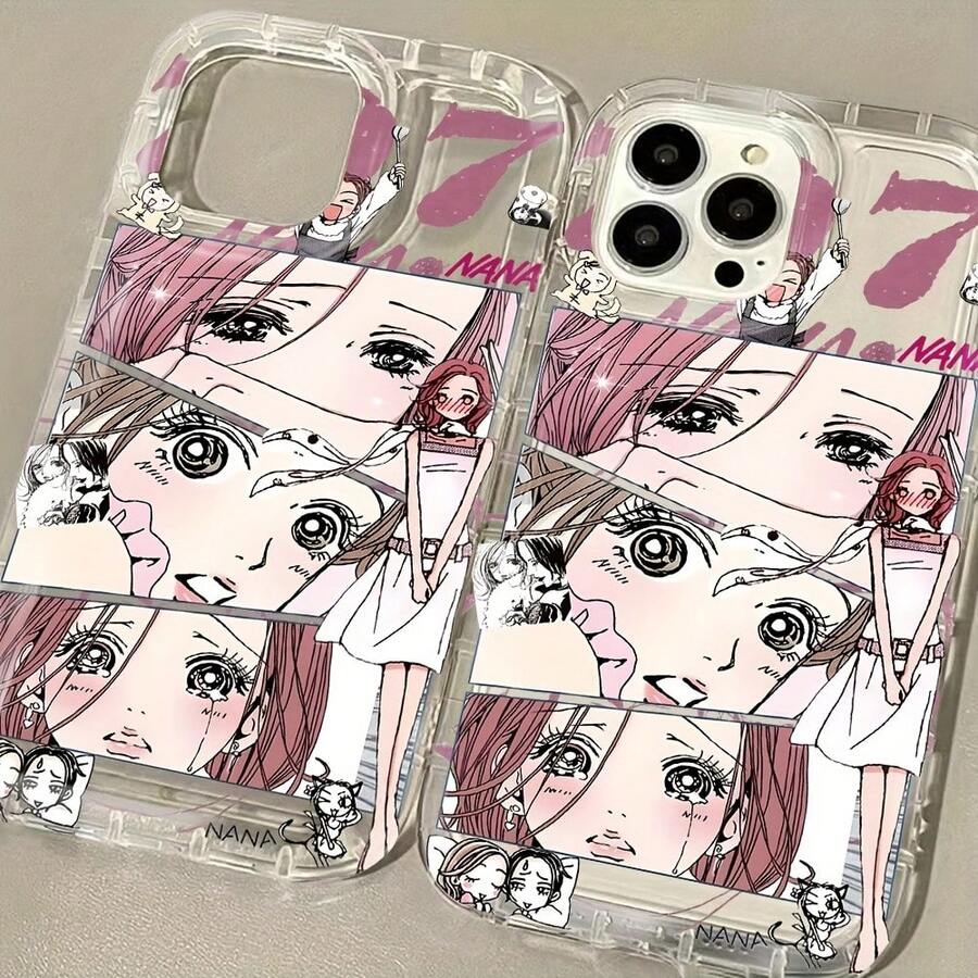 Pink NANA Girl Phone Case For 17 16e 16 15 14 13 12 11 Pro Max Mini Air XR XS X 7 8 Plus Shockproof Airbag Soft TPU Back Cover 17 Case Cover For 17 Pro Max - 混合顏色 - 查看 1