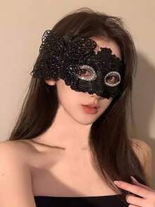 1件装节日面具，公主化装舞会面具，成人女士嘉年华派对半脸面具，情人节白色羽毛蝴蝶半脸眼罩，表演道具 - 彩色 - 查看 4