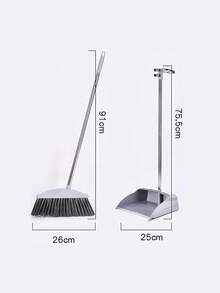 Juego De Escoba y Recogedor Mejorado, Autolimpieza Con Dientes De Recogedor, Barrido Interior y Exterior, Ideal Para Uso Doméstico, Escoba De Pie y Recogedor - Gris - Ver 5