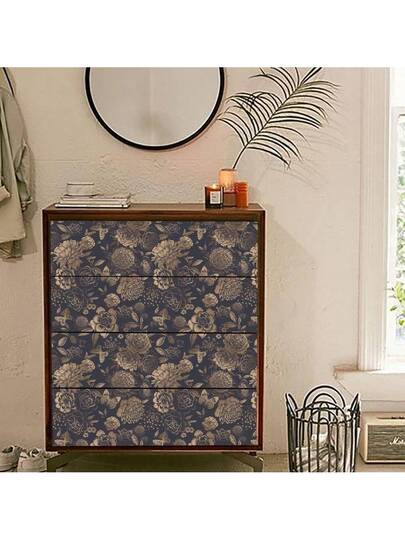 Roll Of Golden Flower Self Adhesive Wallpaper Printing Vinyl That Is Peeled Off Contact Paper Living Room Bedroom Dining Background Wand Home ation Stickers Mural Cabinet Desktop Furniture Renovation Pvc Easy To Install 45cm 500/300/100cm 45CM*500/300/100CM view 3