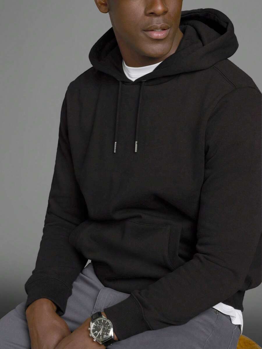 Áo hoodie nam dáng rộng thoải mái, kiểu dáng thời trang, phù hợp cho mùa thu/đông. - màu đen - Xem 1