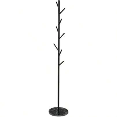 Clothes Stand Garment Coat Rack Metal Rail Portable Hanger Stand Organizer Standing Coat And Hat Hanger Organizer Tree Shaped Rack For Entryway Hallway Bedroom Office Black