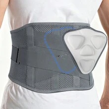 1 pieza Soporte lumbar premium para entrenamiento - Sistema de soporte de 8 puntos con 4 varillas de aleación de memoria y almohadilla lumbar 3D, Cinturón ajustable de soporte lumbar para hombres y mujeres en el trabajo y levantamiento de pesos pesados - Gris - Ver 3