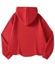 Women'S Thick Feel Hoodie With Leopard Print Heart And Butterfly Graphic For Autumn And Winter. - Red - View 3