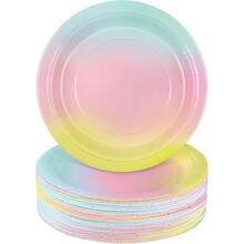72 Pieces Rainbow Paper Plates 7 Inch Bulk Paper Plates Disposable Round Dessert Plate Heavy Duty Solid Color Papers Plate Table Decors Party Supply For Birthday Party Dinner Table Wedding