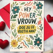 بطاقة تهنئة زهرية مُمكِّنة مع مغلف (11 سم * 16 سم) - تصميم "مرحبا بك أيتها المرأة القوية"، منظر زهري بوهيمي مع نباتات نابضة بالحياة، مثالية للنساء والأصدقاء، مناسبة للتشجيع والتقدير، بطاقة تهنئة | بطاقة تمكين | بطاقة ورقية