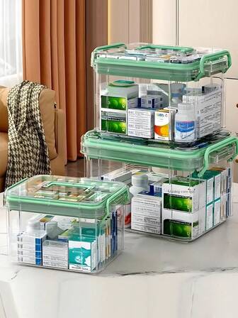 多层亚克力药盒 - 透明防过敏药盒，适用于家庭和应急用途