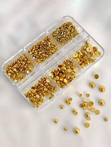 1box Gold And Silver European And American Style Half-Round Faux Pearl Nail Art Acrylic Metal Flat Faux Pearl Nail Decoration Minimalist 3D Multifunctional Nail Jewelry Y2K Metallic Nail Accessories Nail Salon Artistic Decoration Nail Flash Metal Rhinestone Nail Gems Nail Supplies Nail Charms False Nail Decoration Accessories Nails - Multicolor - View 10