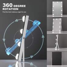 Hasipu Vanity Mirror With Lights, 10 X 14" Makeup Mirror, 360° Rotation Makeup Mirror With 11 Dimmable Bulbs, 3 Colors Modes, Touch Control, With Stand Aluminum Thin Frame For Living Room, Home Home Bathroom Decor Summer Makeup Organizer Bathroom Accessories Back To School - View 3