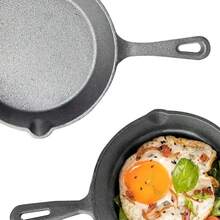 Sartenes, Sartén Pequeño De Hierro Fundido, Sartenes Baterias De Cocina Antiadherente, 20cm - Negro - Ver 4