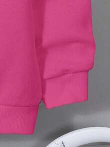 Popular Hoodies For GirlsWomen's Casual Simple Milano Pattern White Hoodie Sweatshirt, Loose Fit, Thick Thermal Lined, Suitable For Autumn And Winter,Long Sleeve Tops Back To School Fall And Winter Clothing Autumn And Winterroomy And Comfortable - 玫紅色 - 查看 5