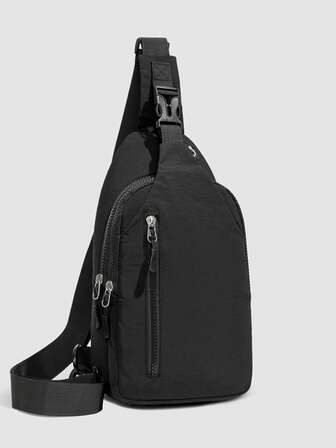 1pc Men's Nylon Chest Bag Shoulder Bag,Nylon Chest Bag With Adjustable Strap Scratch Resistant And Wear-Resistant Pouch For Passport Money ID Card Credit Card Lightweight For Commute/Commuting Gift For Boyfriend Festival