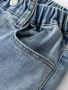 mini bala Girls  Pants, Soft & Flowing Wide Leg Style, Fall Comfortable Wear - Denim Medium Blue - View 7