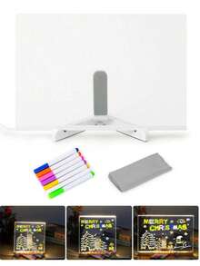 Acrylic Whiteboard With LED Lights And Bracket For Illuminated Notes, LED Letter Message Board With 7-Color Marker Pen Suitable For Offices, Schools, And Homes. Two Types Of Brackets Are Randomly Provided