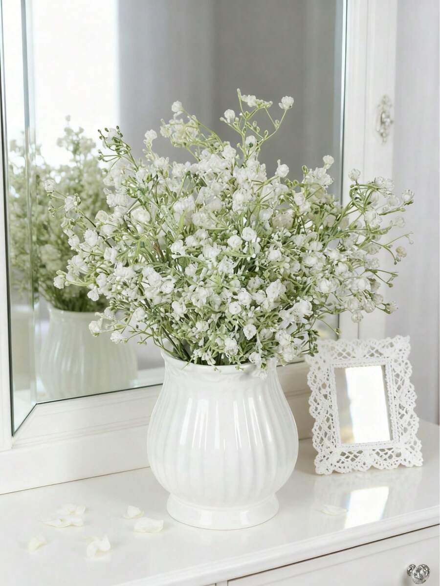 1/80 قطعة من النباتات الاصطناعية باقات زهور الأطفال البلاستيكية الوهمية لعيد الحب، باقة العروس للزفاف، للفازات في المنزل وغرفة الطعام والنوم، ديكورات الأعياد وحفلات الميلاد، ديكورات الحديقة الخارجية