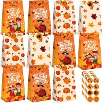 36 Pack Taning Gift Bags Wit Stickers Fall Goodie Bags  Dy Coe Treat Wrapping Party Supplies