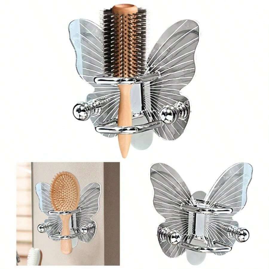 Wall Hair Brush Holder, Comb Shelf Wall Mount, 4.72x2.76in Shape Organizer, Hairband Storage Rack, Bathroom, Washstand, Vanity, Bedroom Organization - Multicolor - Ver 1